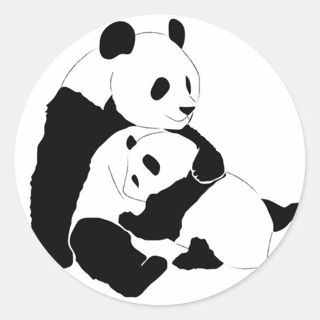 Sticker Rond Famille Panda (Devant)