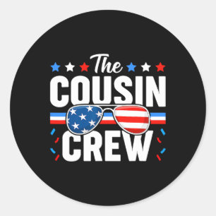 Sticker Rond Famille Patriotique Américaine 4 juillet Cousin
