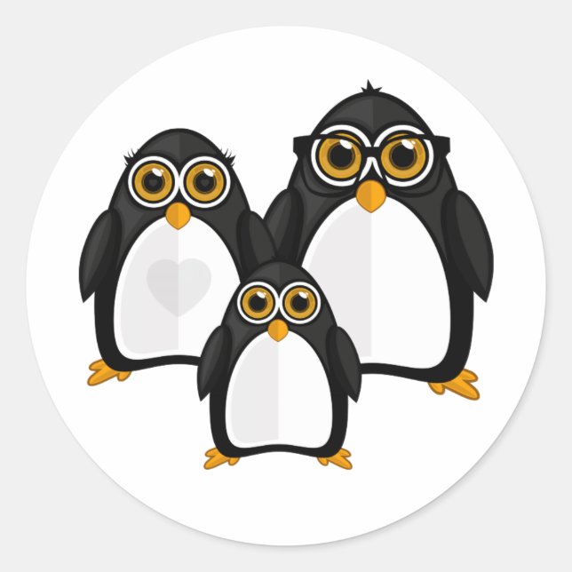 Sticker Rond Famille Penguin (Devant)