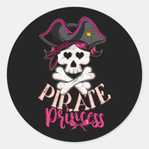 Sticker Rond Famille Pirate Princesse Funny Crossbones Jolly Ro