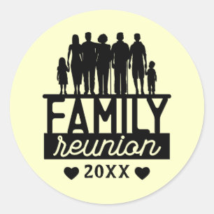 Sticker Rond Famille Réunion Année Famille Silhouette