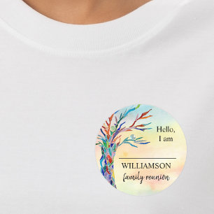 Sticker Rond Famille Réunion Famille Arbre Nom Classic Round St