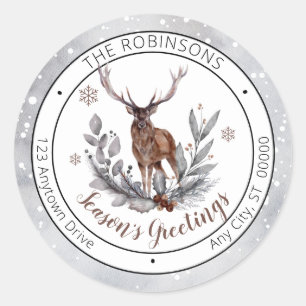 Sticker Rond Famille Rustic Deer Buck Bonnes Fêtes