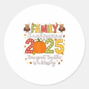 Sticker Rond Famille Thanksgiving 2025 Équipe de Thanksgiving D