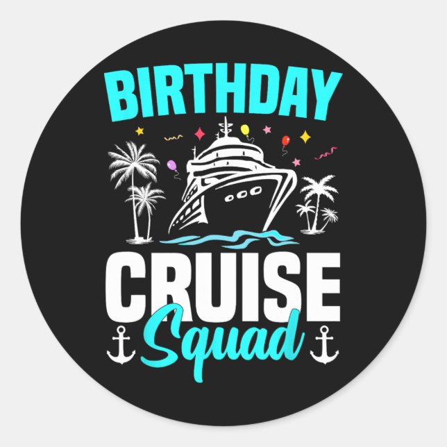 Sticker Rond Famille Vacances Groupe de jumelage Squad Birthday (Devant)