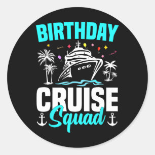 Sticker Rond Famille Vacances Groupe de jumelage Squad Birthday