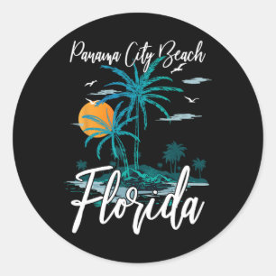 Sticker Rond Famille Vacances Retro Sunset Floride Panama City 