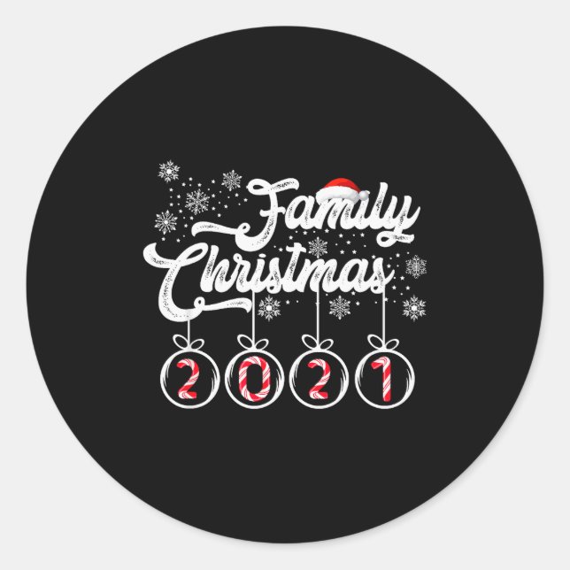 Sticker Rond Family Christmas 2021 Funny Cute Christmas Holiday (Devant)