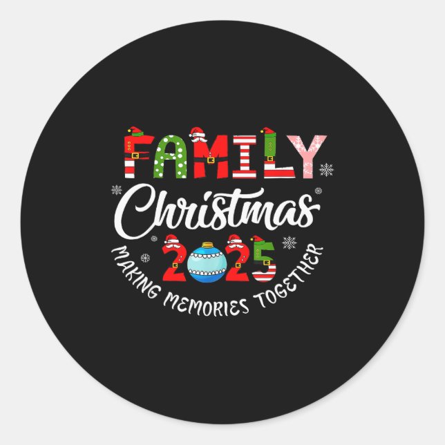 Sticker Rond Family Christmas 2025 Making Memories Together San (Devant)