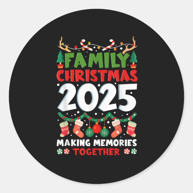 Sticker Rond Family Christmas 2025 Matching Family Christmas Xm (Devant)