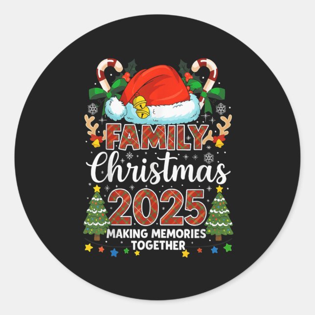 Sticker Rond Family Christmas 2025 Matching Family Christmas Xm (Devant)