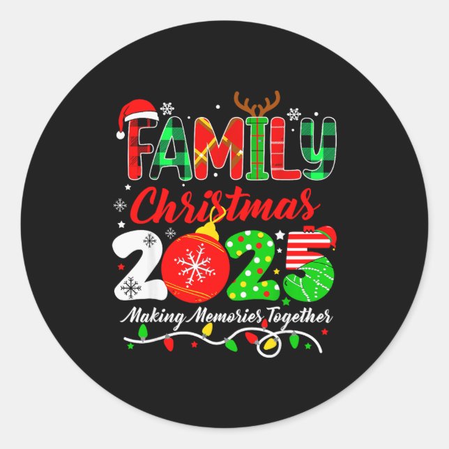 Sticker Rond Family Christmas 2025 Matching Family Christmas Xm (Devant)