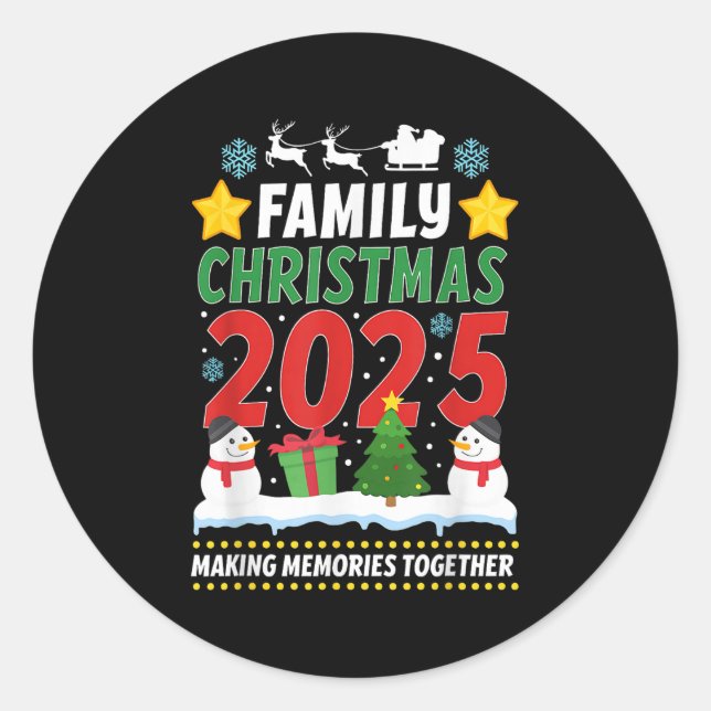 Sticker Rond Family Christmas 2025 Matching Family Christmas Xm (Devant)