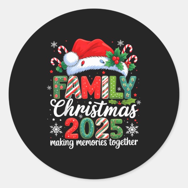 Sticker Rond Family Christmas 2025 Matching Outfit Xmas Squad S (Devant)