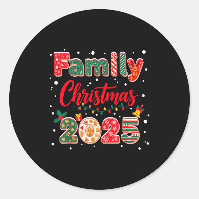 Sticker Rond Family Christmas 2025 Matching Outfit Xmas Squad S (Devant)
