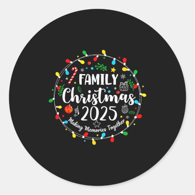 Sticker Rond Family Christmas 2025 Matching Santa Tee Xmas Paja (Devant)