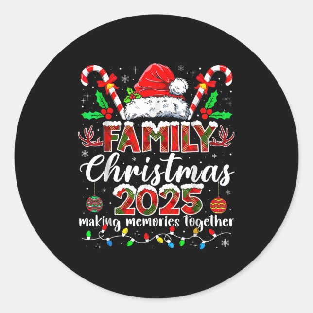 Sticker Rond Family Christmas 2025 Matching Santa Tee Xmas Paja (Devant)