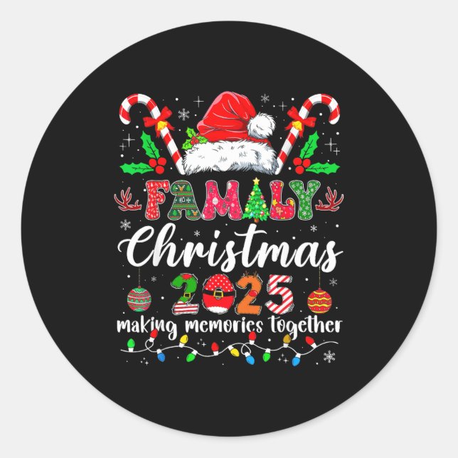 Sticker Rond Family Christmas 2025 Matching Santa Tee Xmas Paja (Devant)