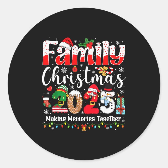 Sticker Rond Family Christmas 2025 Matching Squad Santa Xmas Li (Devant)