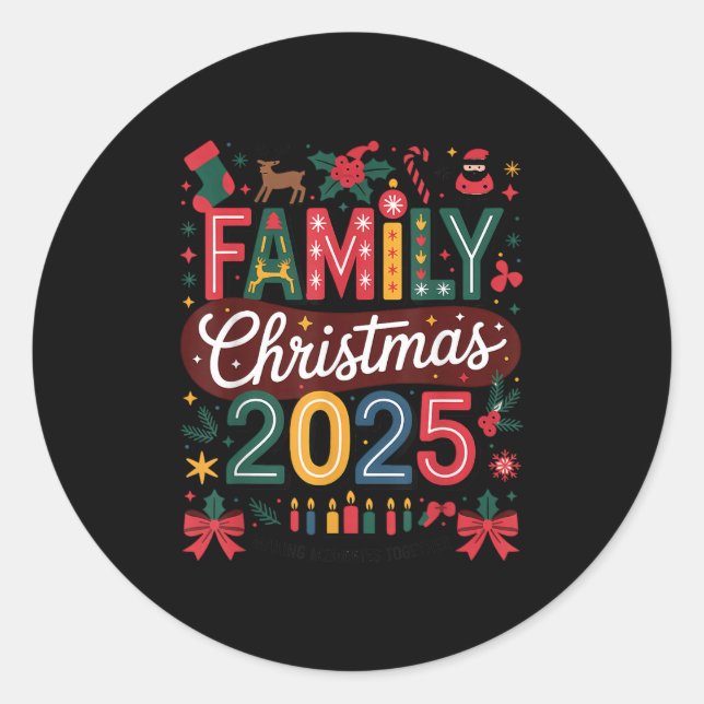 Sticker Rond Family Christmas 2025 Squad Santa Elf Xmas Matchin (Devant)
