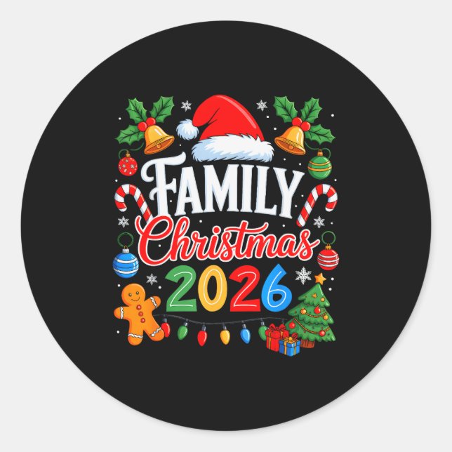 Sticker Rond Family Christmas 2026 Matching Pajamas Xmas Family (Devant)