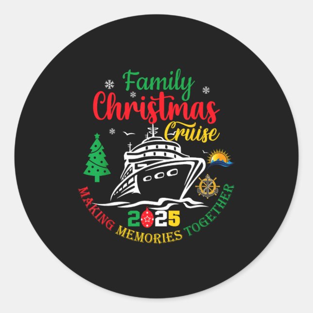 Sticker Rond Family Christmas Cruise 2025 Making Memories Toget (Devant)
