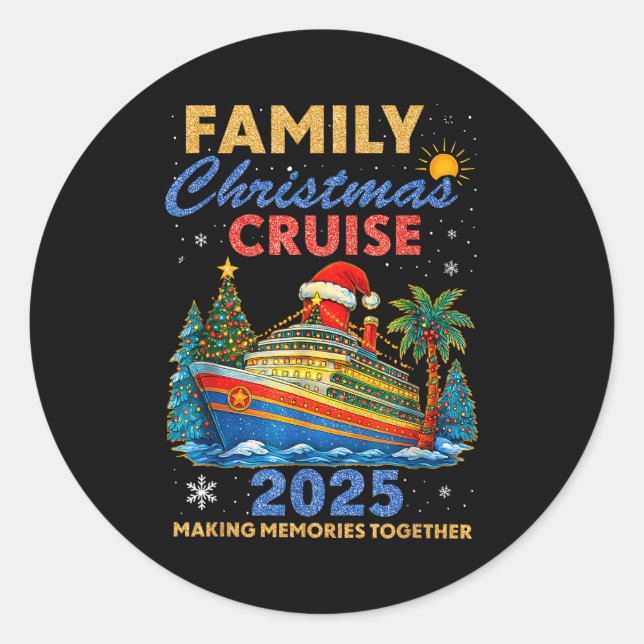 Sticker Rond Family Christmas Cruise 2025 Matching Family Cruis (Devant)
