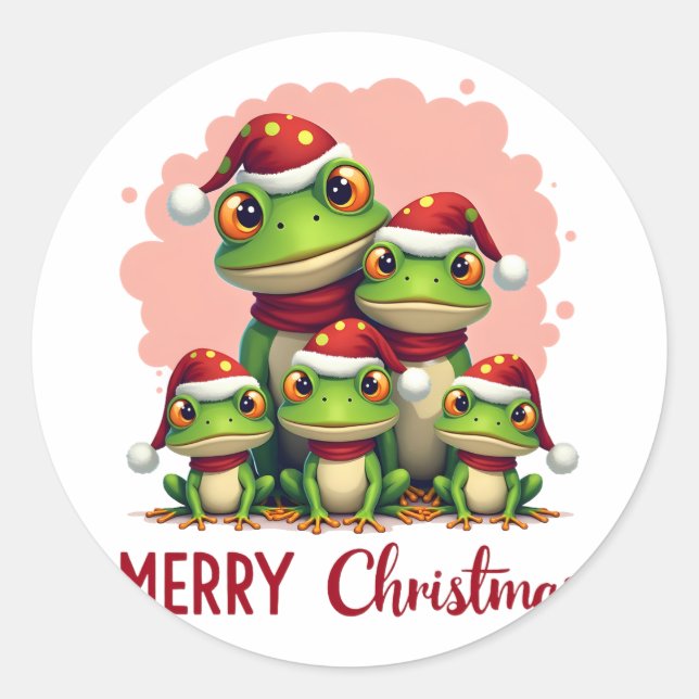 Sticker Rond Family christmas frogs (3) (Devant)