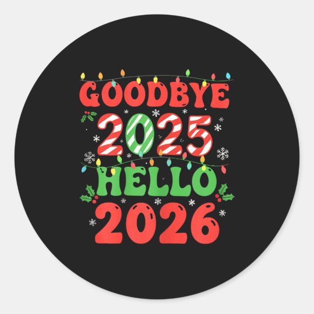 Sticker Rond Family Christmas Shirts Matching 2025, Funny Nye H (Devant)