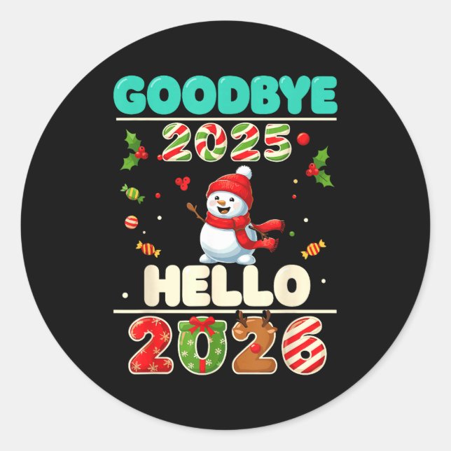 Sticker Rond Family Christmas Shirts Matching 2025, Funny Nye H (Devant)