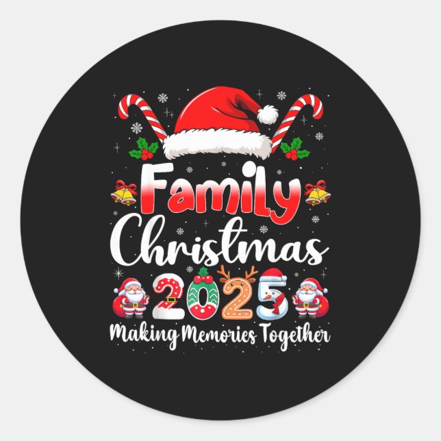 Sticker Rond Family Crew Christmas Squad 2025 Funny Xmas Matchi (Devant)