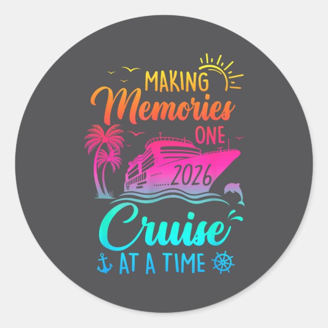 Sticker Rond Family Cruise 2026 Making Memories One Cruise At A (Devant)