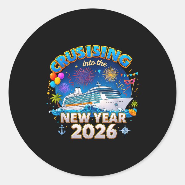 Sticker Rond Family Cruise New Year 2026 Vacation  (Devant)