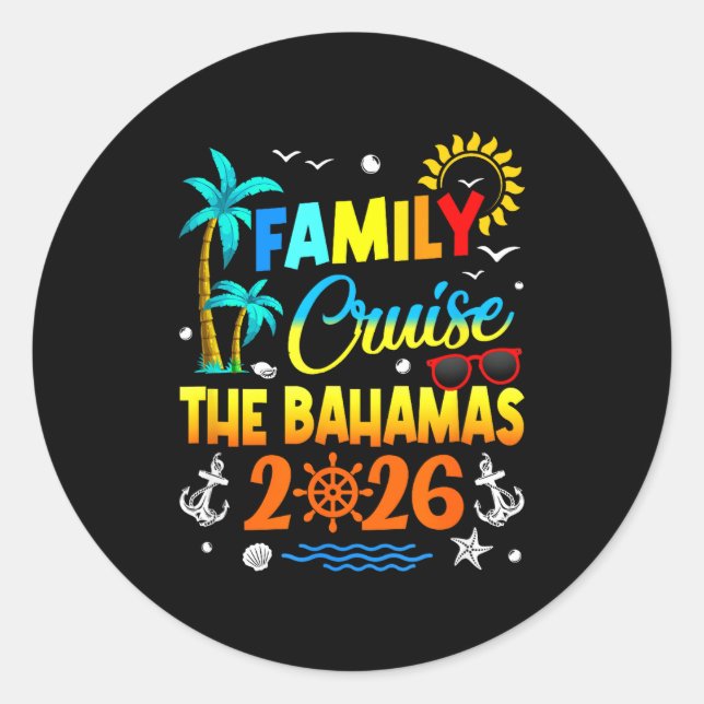 Sticker Rond Family Cruise The Bahamas 2026 Summer Matching Vac (Devant)