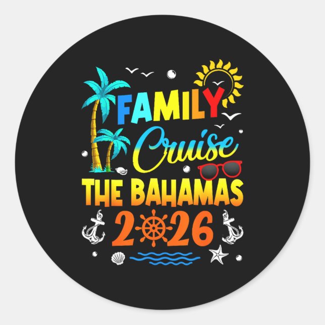 Sticker Rond Family Cruise The Bahamas 2026 Summer Matching Vac (Devant)