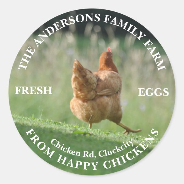 Sticker Rond Family Farm Custom Funny Chicken Modèle photo (Devant)