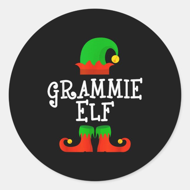 Sticker Rond Family I'm The Grammie Elf Christmas Matching Paja (Devant)