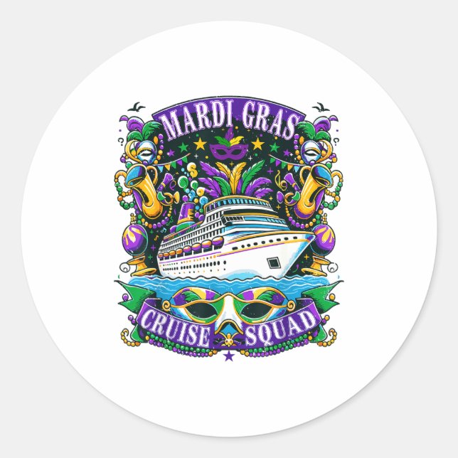 Sticker Rond Family Mardi Gras Cruise Squad Vacation Trip Ship  (Devant)