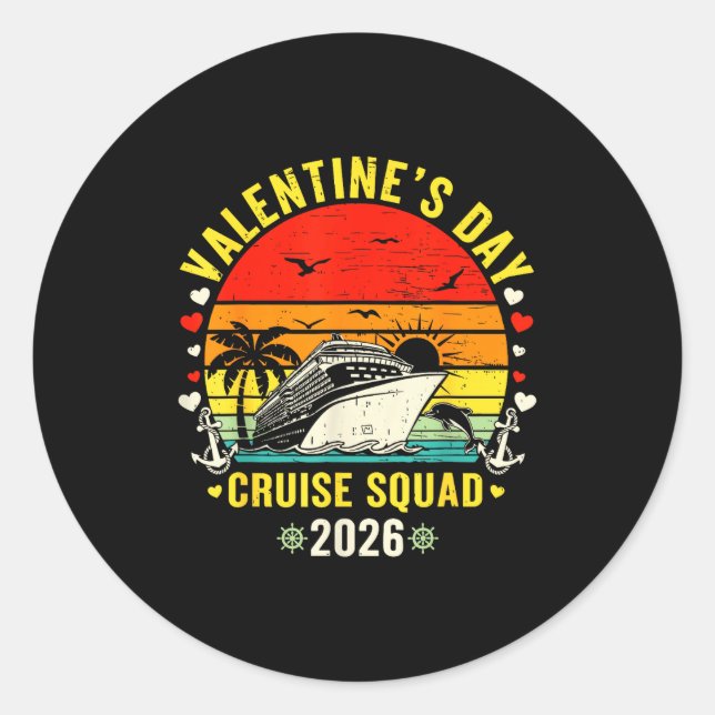 Sticker Rond Family Matching Valentines Day For Couples Cruise  (Devant)