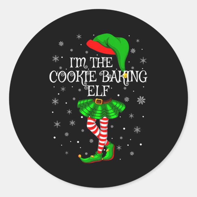 Sticker Rond Family Matching Women Girls The Cookie Baking Elf  (Devant)