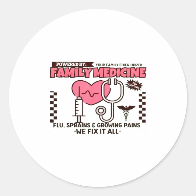Sticker Rond Family Medicine Retro Family Physician Doctor Gift (Devant)