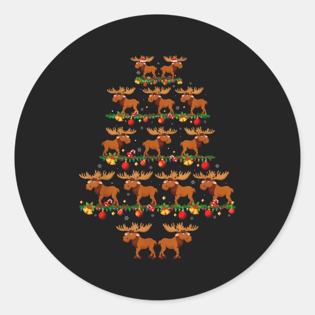 Sticker Rond Family Pajama Sets Christmas Matching Moose Xmas T (Devant)