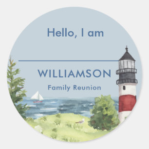 Sticker Rond Family Reunion Watercolor Nom du phare