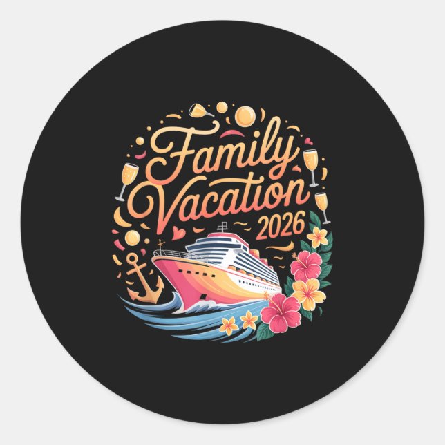 Sticker Rond Family Vacation 2026 Cruise Adventure Crew  (Devant)