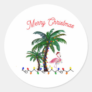 Sticker Rond Famingo Noël
