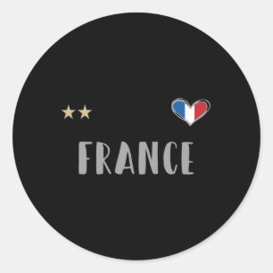 Sticker Rond Fan de football France Chemise avec coeur