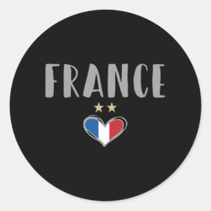 Sticker Rond Fan de football France Chemise avec coeur