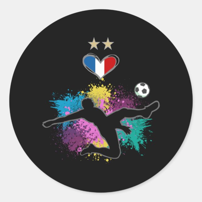 Sticker Rond Fan France de football maillot de football avec éj (Devant)
