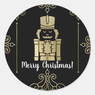 Sticker Rond Fancy Elegant Noir Noir Noir Nutcracker Fête Fête