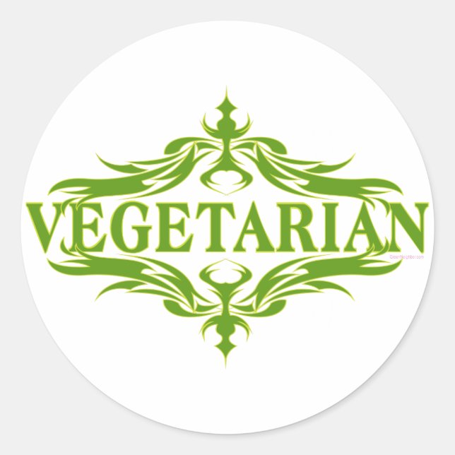 Sticker Rond Fancy In Green - Végétarien (Devant)